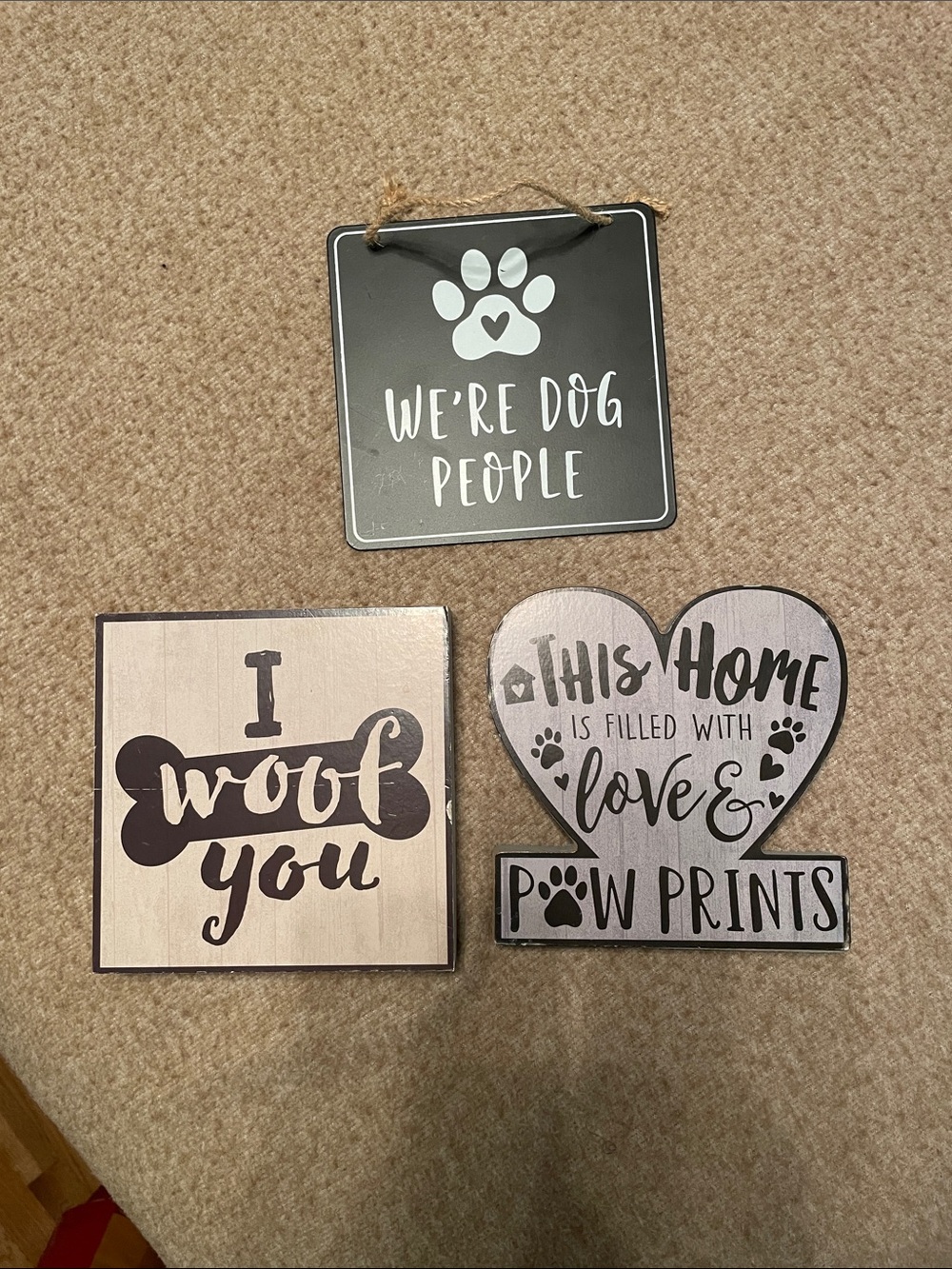 Dog Lover Wall Sign Set - Black and Cream